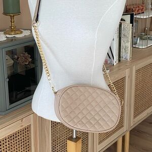 Elegant Beige Quilted Crossbody Bag